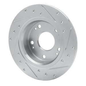Acura TSX Brake Rotor (1) - Rear Left - R1 Concepts - Drilled & Slotted - Silver - `03-`08
